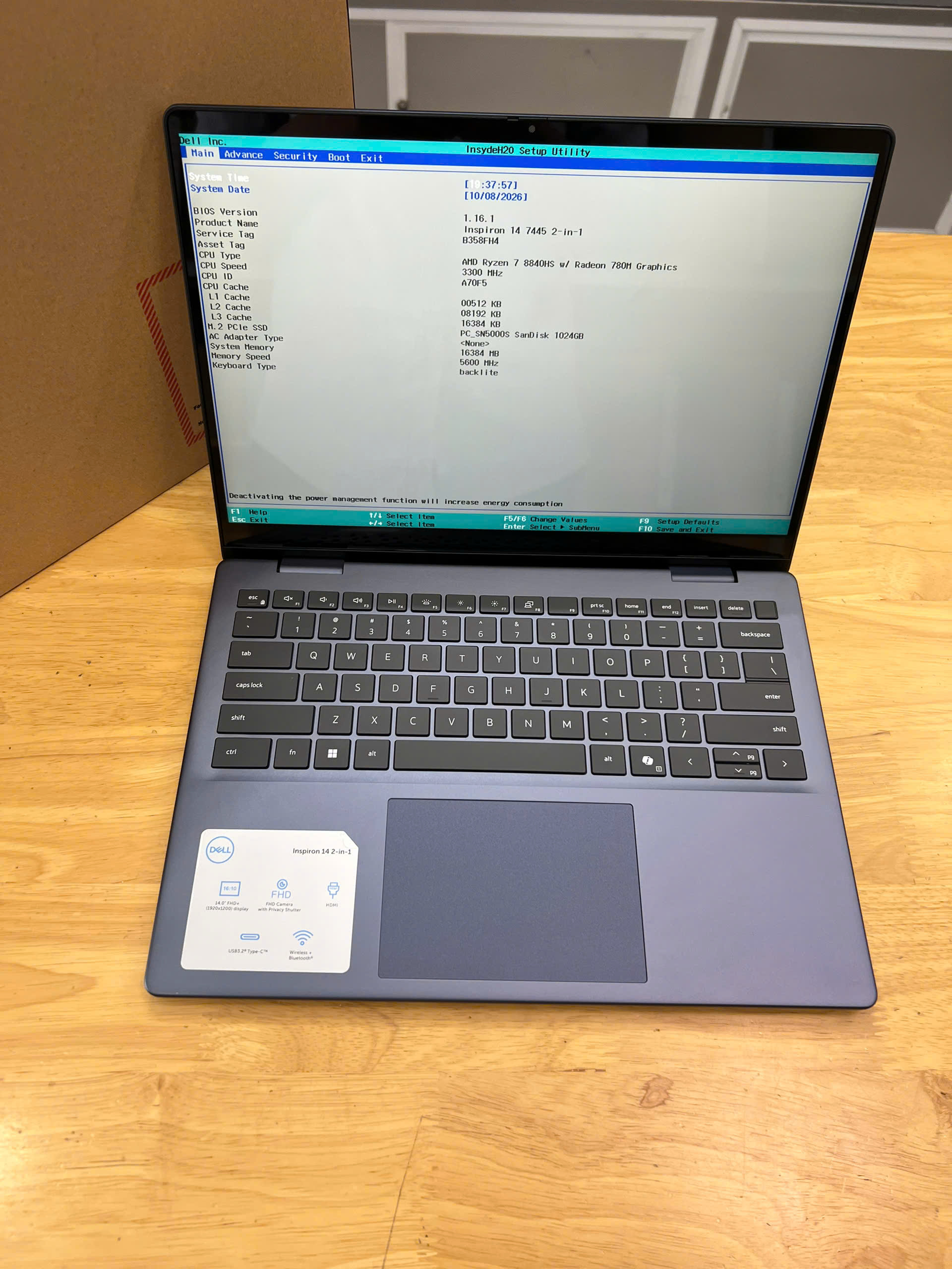 Dell Inspiron 7445 2in1 Ryzen 7 8840HS Ram 16G SSD 1000G LCD 14 2in1 TouchScreen (OpenBox)