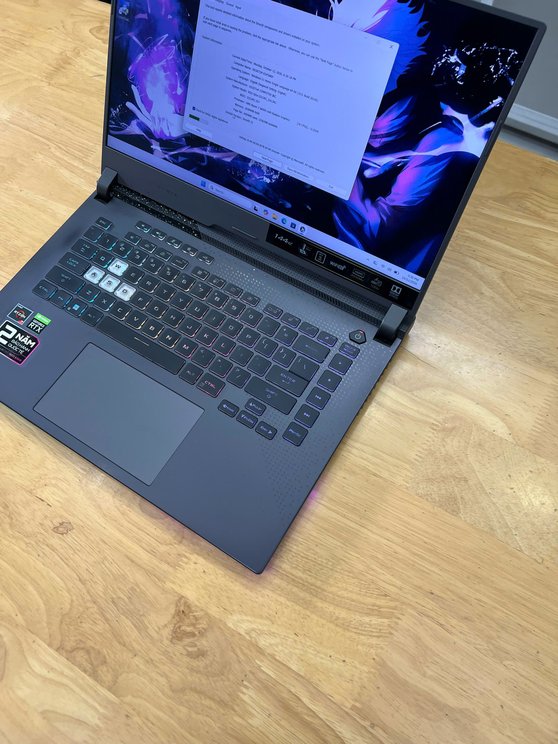 Asus ROG Strix G513RC AMD Ryzen 7 6800H RAM 16GB SSD 512GB RTX 3050 4G LCD 15.6” FHD 144Hz - Ảnh 3
