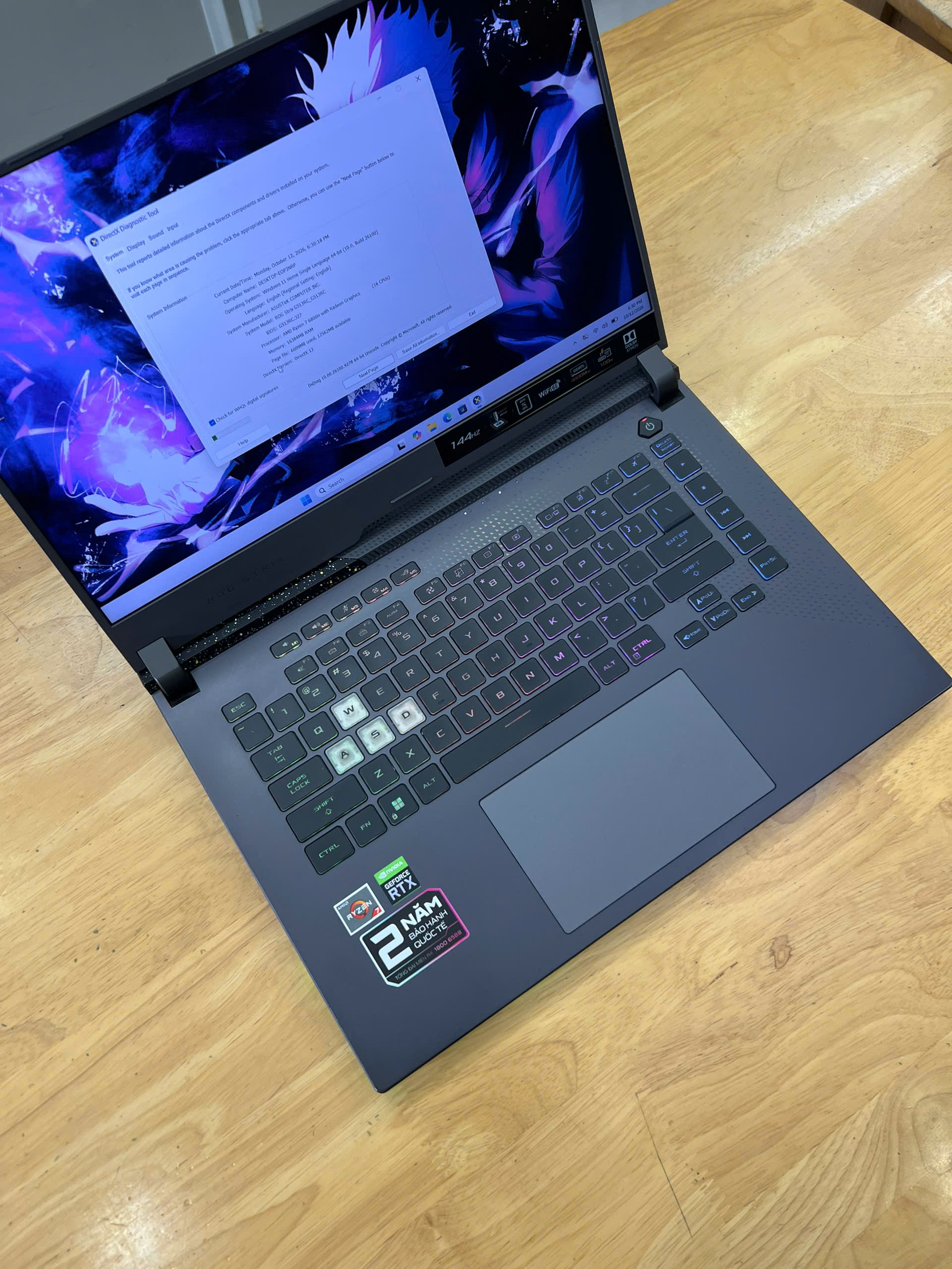 Asus ROG Strix G513RC AMD Ryzen 7 6800H RAM 16GB SSD 512GB RTX 3050 4G LCD 15.6” FHD 144Hz - Ảnh 2